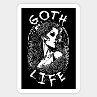 Gothic Skull Girl Portrait - Goth Life Sticker